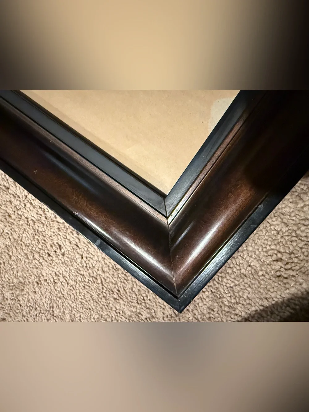 Large Classic Brown Wood Picture Frame with black accents holds 8x10 photo